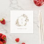 Floral French Rozen Botanical Wedding Crest Napkin Servet (Insitu)