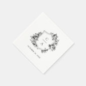 Floral French Rozen Botanical Wedding Crest Servet (Hoek)