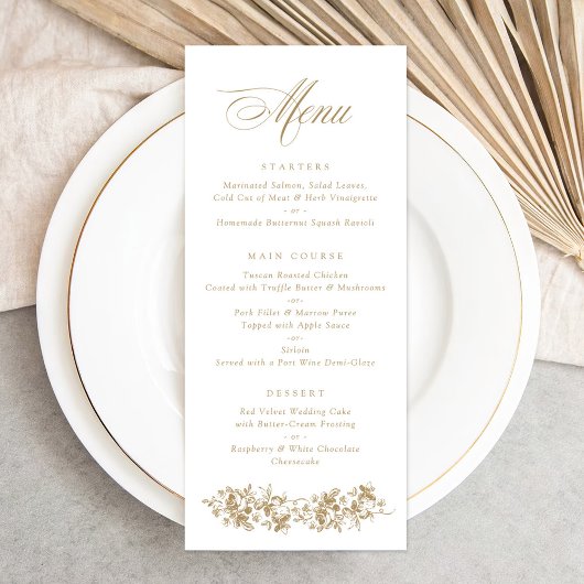 Floral French Rozen Botanical Wedding Menu