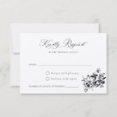 Floral French Rozen Crest Wedding RSVP Inv Kaart (Voorkant)
