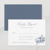 Floral French Rozen  Crest Wedding RSVP Kaart (Voorkant / Achterkant)