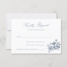 Floral French Rozen  Crest Wedding RSVP