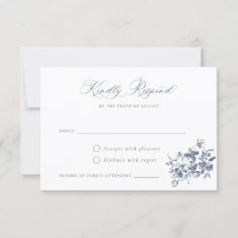 Floral French Rozen Crest Wedding RSVP Kaart