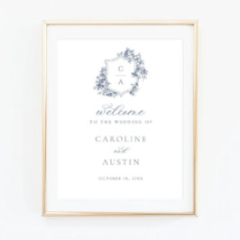 Floral French Rozen Crest Wedding Welcome Sign Poster