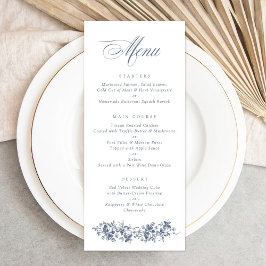 Floral French Rozen Dusty Blue Wedding Menu