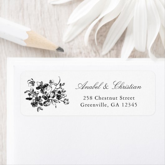 Floral French Rozen Elegant Return Address Label (Insitu)