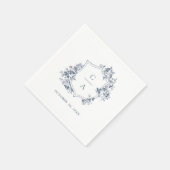 Floral French Rozen Wedding Crest Dusty Blue Servet (Hoek)