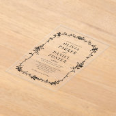 Floral French Victorian Black White Wedding Acryl Uitnodigingen (Laagn)