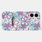 Floral Frenzy - Doodle Flowers met Paint Splatter Case-Mate iPhone Case (Achterkant (horizontaal))