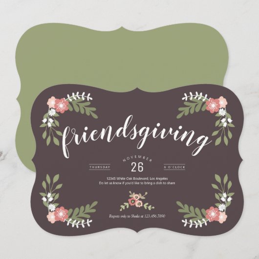 Floral Friendsgiving Holiday Kaart (Voorkant / Achterkant)