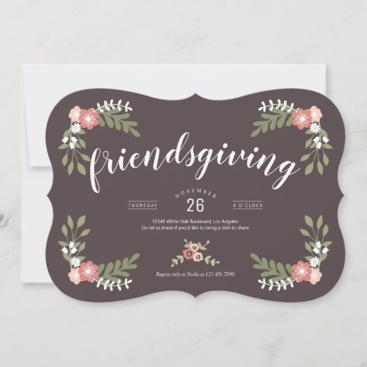 Floral Friendsgiving Holiday Kaart (Voorkant)