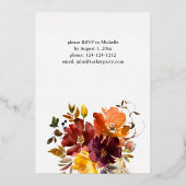 Floral Friendsgiving, Sinaasappel en Geel-goudHerf Folie Uitnodiging (Achterkant)