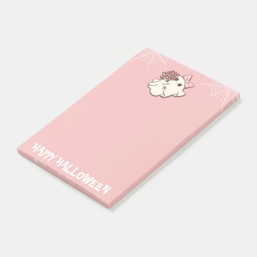 Floral Fright — Ghost with a Bouquet Post-it® Notes (Schuin)