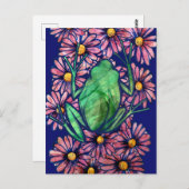 Floral Froggy Green tree kikker Art Daisy Briefkaart (Voorkant / Achterkant)