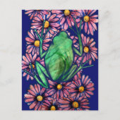 Floral Froggy Green tree kikker Art Daisy Briefkaart (Voorkant)