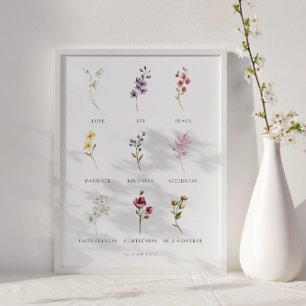 Floral Fruit of the Spirit Galatians 5 Poster