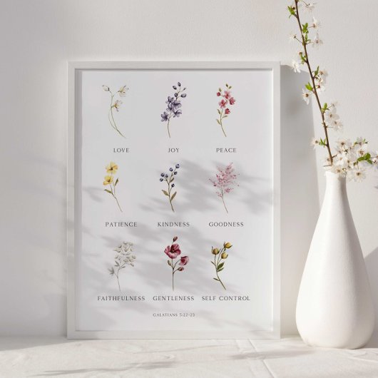 Floral Fruit of the Spirit Galatians 5 Poster