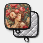 Floral Fruit Woman Pot Holder Pannenlap (Voorkant / Achterkant)