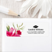 Floral Fuchsia Afstuderen retour adreslabel Etiket (Insitu)