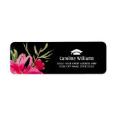Floral Fuchsia Black Afstuderen Adresetiketten Etiket (Voorkant)