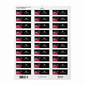 Floral Fuchsia Black Afstuderen Adresetiketten Etiket (Full Sheet)