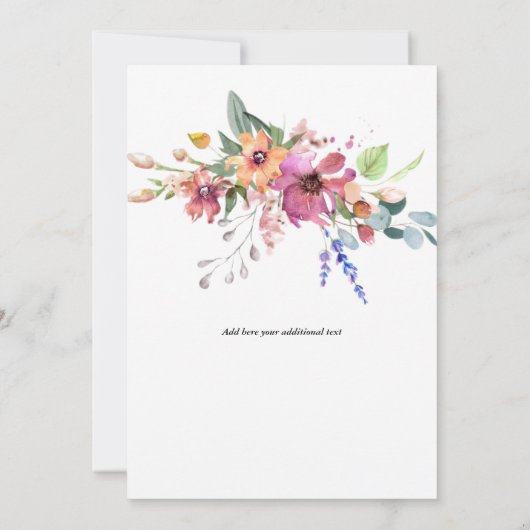 Floral, Fuchsia en Oranje bloemen Kaart (Achterkant)