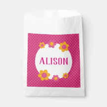 Floral fuchsia plaid girl name daisies