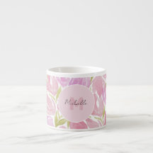 Floral Fuchsia Roze Waterverf Monogram