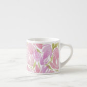 Floral Fuchsia Roze Waterverf Monogram Espresso Kop (Rechts)