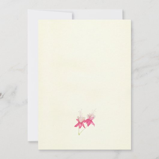 Floral Fuchsias Wedding Kaart (Achterkant)