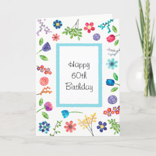 Floral Fun 60th of Any Age Verjaardag Groeten Kaart