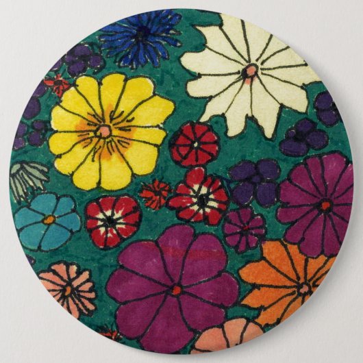 "Floral Fun" Abstracte Art Button (Voorkant)