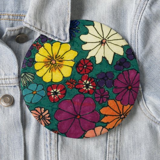 "Floral Fun" Abstracte Art Button (In situ)