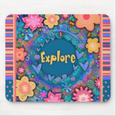 Floral Fun Explore Stripe Inspirivity Mouse Muismat (Voorkant)