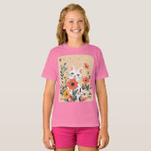 Floral Fun: Kattenspeeltijd met bloemen T-shirt (Voorkant volledig)