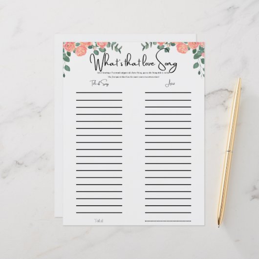 Floral Fun Musical Vrijgezellenfeest Spel (Voorkant / Achterkant in situ)