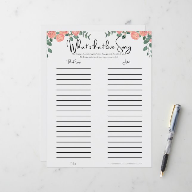 Floral Fun Musical Vrijgezellenfeest Spel (Voorkant / Achterkant in situ)