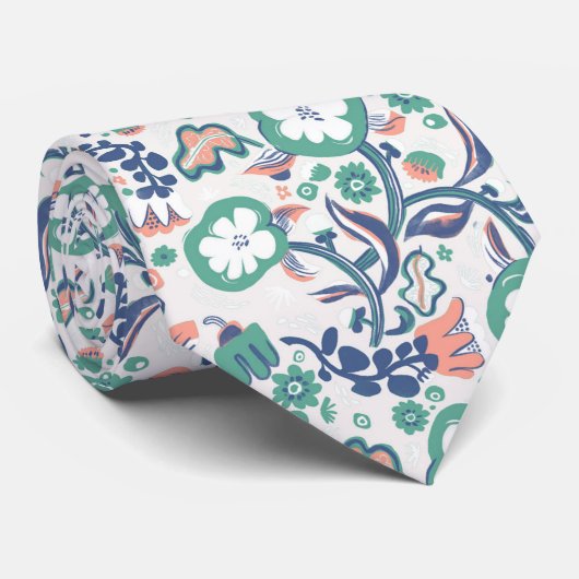 Floral Fun print wit Stropdas (Opgerold)