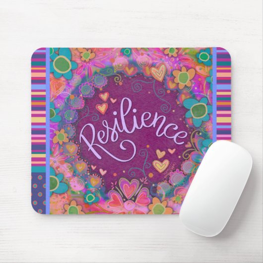 Floral Fun Resilience Moderne Streep Inspirivity Muismat (Met muis)