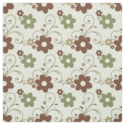 Floral Fun Retro Groen Stof (Swatch)