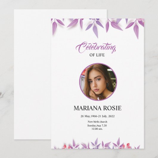 Floral Funeral Announcement Aankondiging (Voorkant / Achterkant)