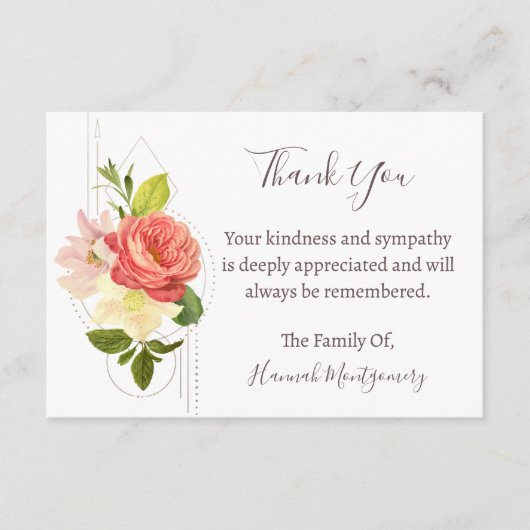 Floral Funeral Bedankt, sympathie Informatiekaartje (Voorkant)