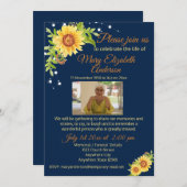 Floral Funeral Celebration of Life Foto Blauw Kaart (Voorkant / Achterkant)