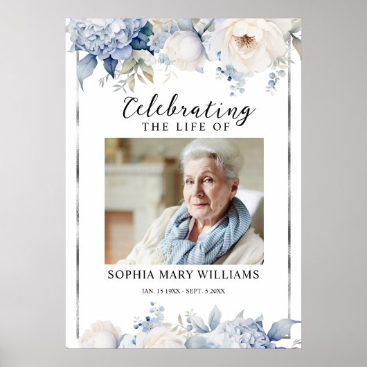 Floral Funeral Celebration of Life Welcome Sign Poster (Voorkant)