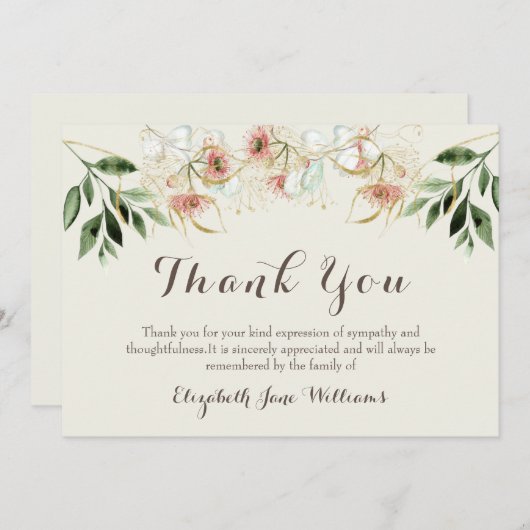 Floral Funeral Dank je Kaart (Voorkant / Achterkant)
