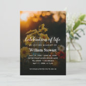 Floral Funeral | Golden Hour Celebration of Life Kaart (Staand voorkant)