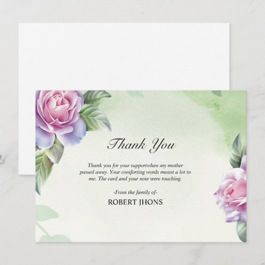 Floral Funeral Hartelijk dank Bedankkaart (Voorkant / Achterkant)