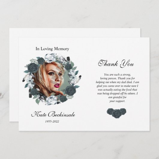 Floral Funeral Hartelijk dank Bedankkaart (Voorkant / Achterkant)