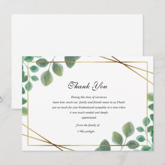 Floral Funeral Hartelijk dank Bedankkaart (Voorkant / Achterkant)