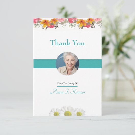 Floral Funeral Hartelijk dank Bedankkaart (Staand voorkant)
